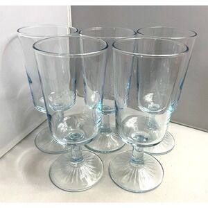 Vintage Libbey Water Goblet Star Sapphire Blue Tint DUZ Promo 1950s Set of 5